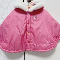 【 美品 】ミキハウス ホットビスケッツ ピンク リバーシブル ポンチョ