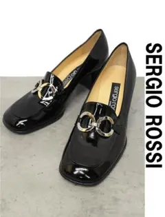 X423 SERGIO ROSSI パンプス スクエアトゥ 太ヒール 36のサムネイル