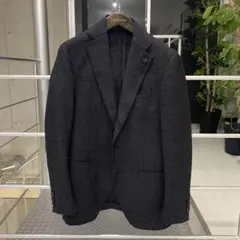 LARDINI ダークグレー チェック柄 テーラードジャケット
