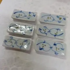未使用保管品✨京焼 清水焼 三味線 草花 箸置き 2個✨箸置 はしおき 箸