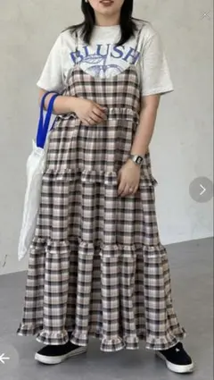 CPCM チェックフリルボリュームキャミワンピース