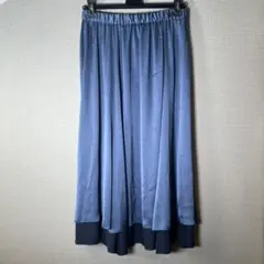 美品【GEORGE RECH】(38)光沢レイヤードロングスカートとろみサテンのサムネイル