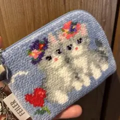 フェイラー　モンプティシャ　ネコ　ブルー　未使用　ミニポーチ