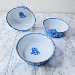 【極美品/即日発送】有田焼 西山窯 鮮やか青花 ボウル 3個セット 北欧風のサムネイル