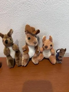 カンガルー ぬいぐるみ マスコット 4点セット