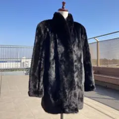 肉厚◎艶✨美品✨サガミンク デミバフミンク リアルファー 毛皮 11号 総丈83のサムネイル