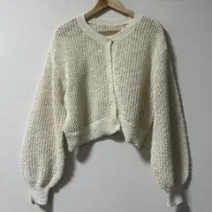 レトロガール メッシュカーディガン　ショート丈　アイボリー Fサイズ