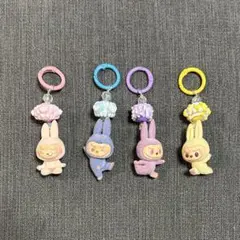 4点セットLABUBUキーホルダー ヨガラブブ キーリング 携帯ストラップ 飾り