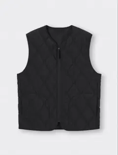 美品 ジーユー GU ヒートパデッドキルティングベストSW ブラック 3XL