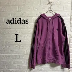 おすすめ‼︎adidas【L】パープル パーカー トレーナー裏起毛スポーツ