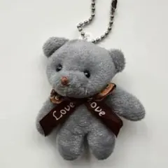 グレーのテディベア クマ くまマスコット キーホルダー