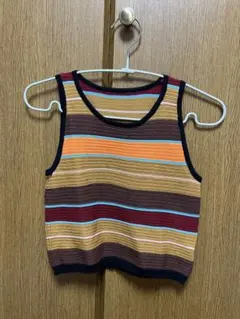 ボーダークロップド丈タンクトップ