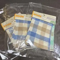 【新品】ショートカフェカーテン 青と緑チェック柄 2枚セット×3セット　合計6枚