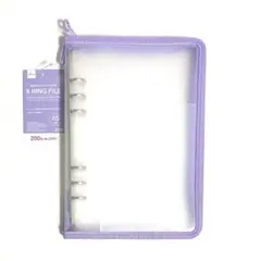 【未使用】ダイソー 6リングファイル A5サイズ パープル シール帳 タグ付き