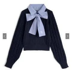 GRL リボン付き2Wayレイヤード風ケーブルニットトップス[k9394i]