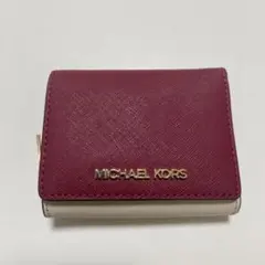 MICHAEL KORS 三つ折り財布 合成皮革 ワインレッド アイボリー