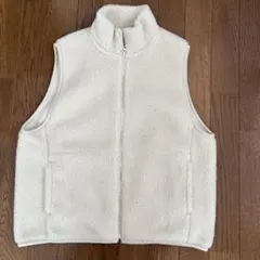 ホワイト フリース ジップアップベスト