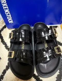 BIRKENSTOCK ビルケンシュトック 黒 ブラック クロコ型押し 38 - メルカリ