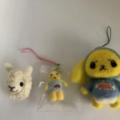 羊毛フェルトアルパカとぬいぐるみストラップセット3個