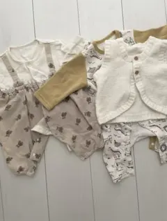 【防寒3点セット】裏起毛ロンパース2枚＋ベスト 50〜70 西松屋 バースデイ