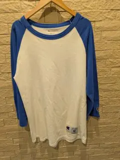 Champion Mサイズ 七分袖カットソー ホワイト/ブルー
