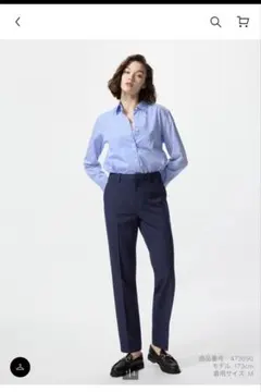 感動スリムパンツ　丈長め　Lサイズ　ネイビー