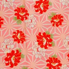 和柄　110×50ｃｍ　ドビー織　コットン　はぎれ　花柄　ピンク　麻の葉