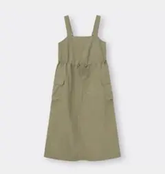 GU オリーブグリーン サロペット ミディ丈