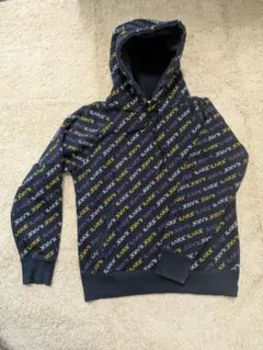 【X-LARGE】 総柄 スウェットパーカー ネイビー Ｓサイズ