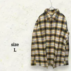 【L】コットン100%フランネルチェック柄長袖シャツ/オーバーサイズ/アメカジ