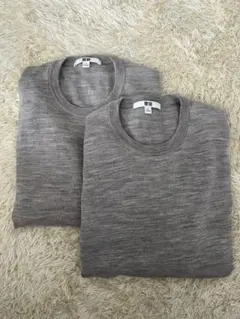 UNIQLO メリノクルーネックセーター　グレー2枚