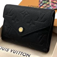 【極上美品】ルイヴィトン アンプラント ヴィクトリーヌ 折り財布 黒 ※真贋画像 超美品】ルイヴィトン アンプラント ポルトフォイユ ヴィクトリーヌ 三