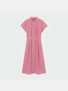 プラステ バックプリーツシャツワンピース 半袖 ベルト付き