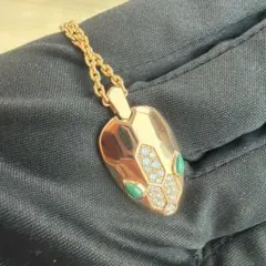 BVLGARI セルペンティ 大粒 スネークヘッド ペンダント 金 × 青緑 BVLGARI セルペンティ 大粒 スネークヘッド ペンダント 金 × 青緑