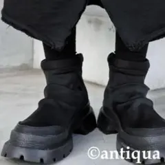 新品・未使用 antiqua アンティカ ショートブーツ ウェットスーツ風 黒のサムネイル