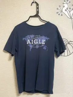 AIGLE 地図柄プリント Tシャツ ネイビー