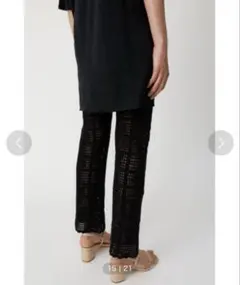 MOUSSY CROCHET KNIT ニットパンツ　レース編み黒パンツ　透け感のサムネイル