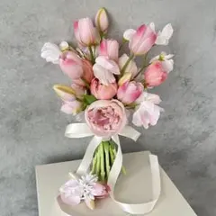 アーティフィシャルフラワー　ウェディングブーケ　チューリップ　韓国ブーケ　前撮り