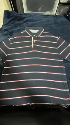 Tommy Hilfiger ネイビー ストライプ ポロシャツ M
