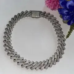 高級 マイアミキューバン 22mm 50cm ネックレス ブリンブリン シルバー