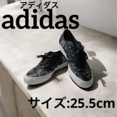 adidas アディダス 黒 スニーカー 白文字 ユニーク メンズ 25.5cm