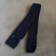 美品　YSL イヴ・サンローラン ニットタイ ネクタイ ネイビー ロゴ