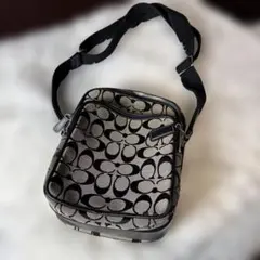 COACH ショルダーバッグ キャンバス ブラック シグネチャーブラック
