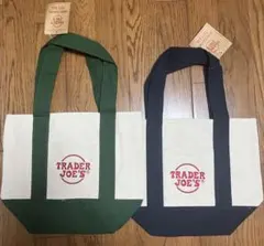 【セット】TRADER JOE'Sのミニトートバッグ、グリーンとネイビー