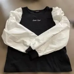 Jenni Love ブラック/ホワイト パフスリーブTシャツ