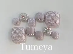 ネイルチップ　フット　サンダル　キルティング　フラッシュ　マグネット　ピンクのサムネイル