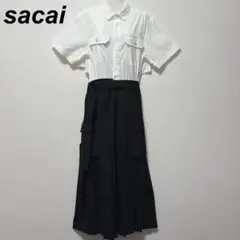 近年✨ sacai SUITING MIX DRESS ワンピース ブラック 1 - メルカリ