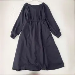 【ラミラル】ロングワンピース ウエストゴム紐 ポケット有 裏地有 長袖 40