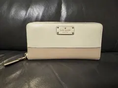 kate spade 長財布 ホワイト ×ピンク　バイカラー