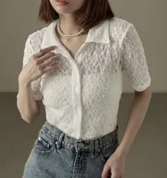 レース タイト半袖シャツ Tシャツ